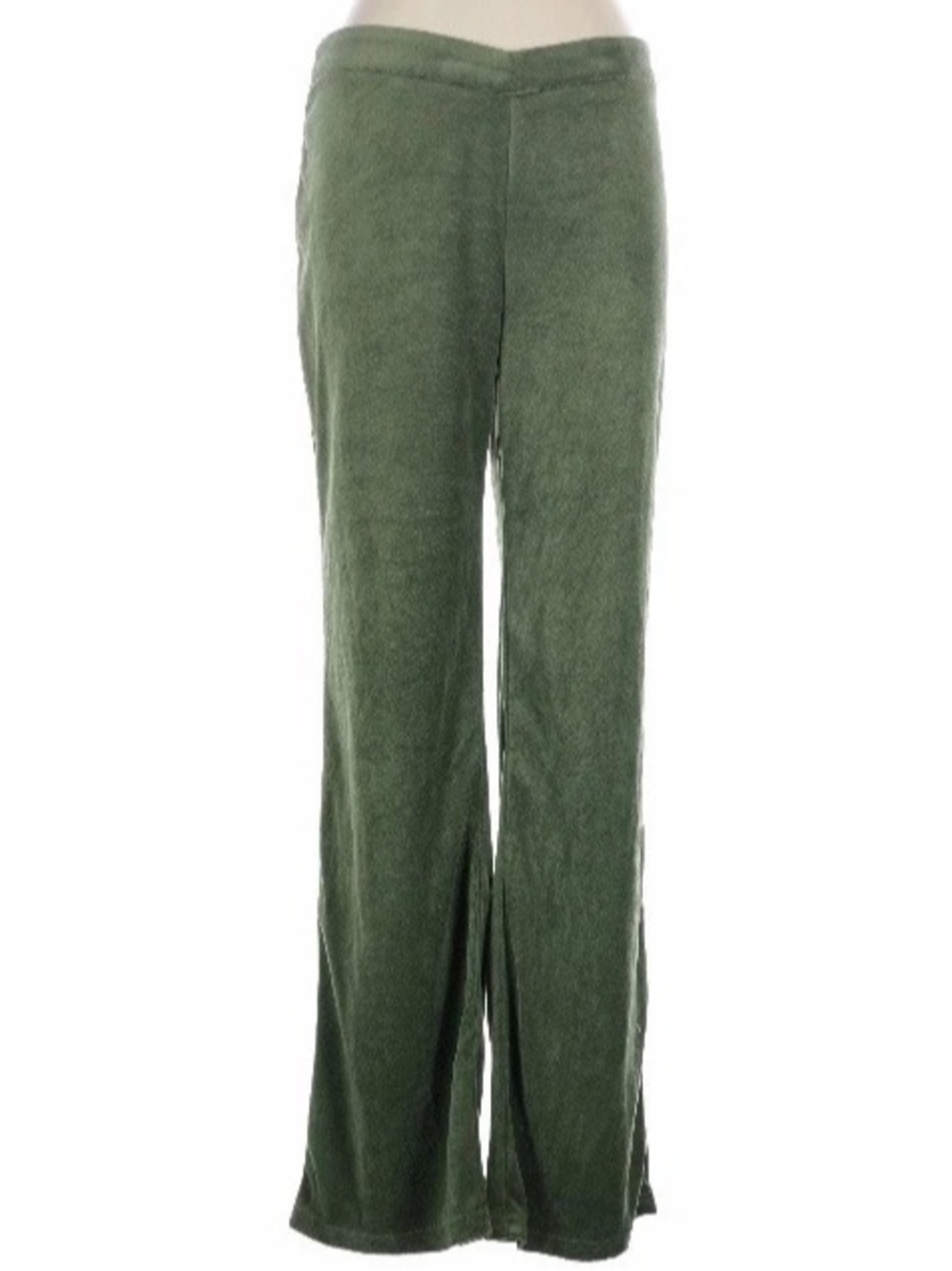 Et Clet Wide Leg Trouser Pants Women’s Large Funky Green Velour Velvet Stretchy.